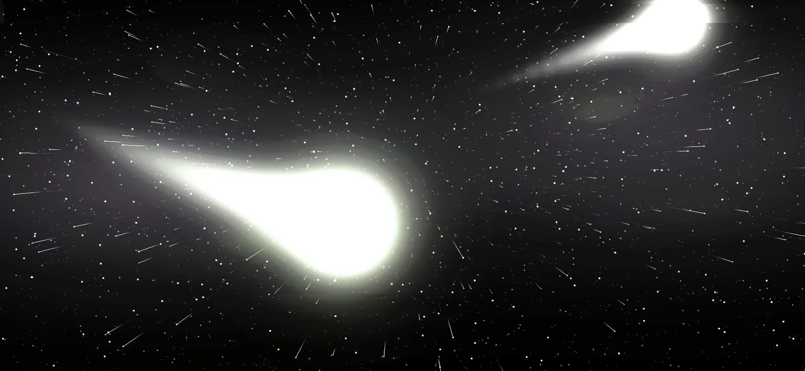 White comets streaking through a particle field